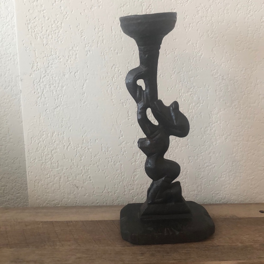Hand Carved Tribal Woman Blowing Horn Candle